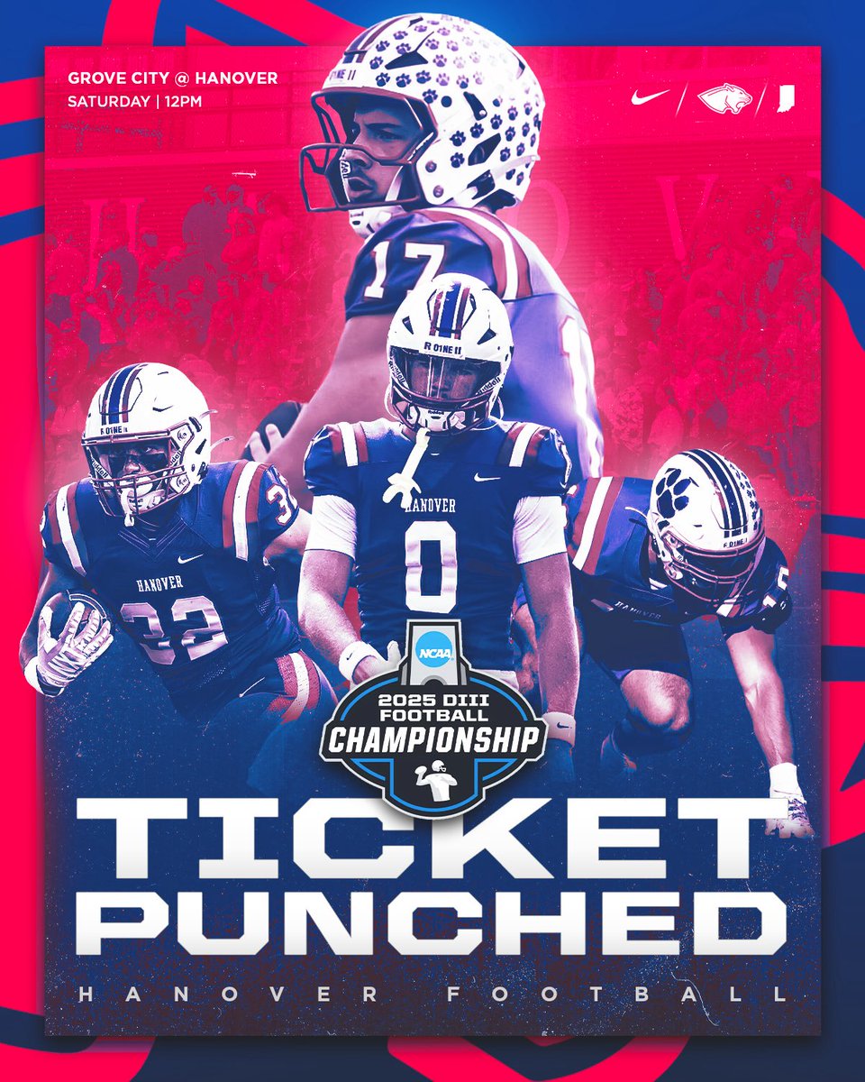 The Panthers punched their ticket to the DIII tournament &amp; will host Grove City this Saturday, Big Noon Kickoff @ Alumni Stadium‼️ #Hunt25gether <a href="/HanoverFTBL/">Hanover Football</a> 🔴⚪️🔵