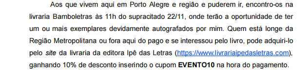 eric_r_monteiro's tweet photo. Espero por todos de POA e região este sábado, 22/11, na livraria Bamboletras (Venâncio Aires, 113, Cidade Baixa), às 11h para juntos celebrarmos o lançamento da obra. Quem se interessar e não puder vir, veja o print abaixo sobre como conseguir um exemplar. https://t.co/bytkschhg4