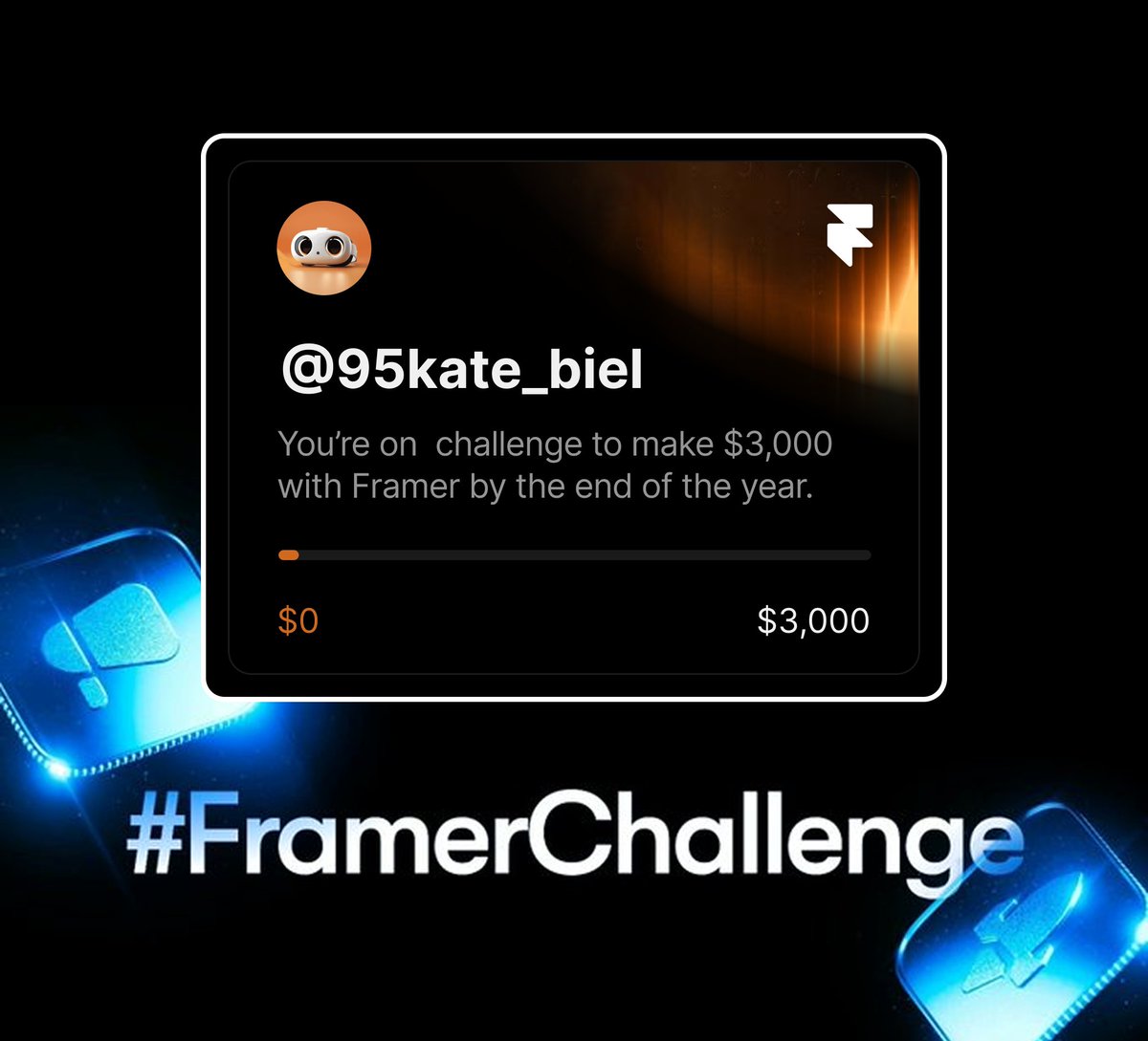 95kate_biel's tweet image. 😊 Count me in too. 

Joining the #FramerChallenge with a goal of $3,000 by Dec 31. 

Even though I learned about this challenge recently, I still want to see how much I can do.

The purpose: get more clients, build websites and interactive components. 
@framer
#FramerChallenge