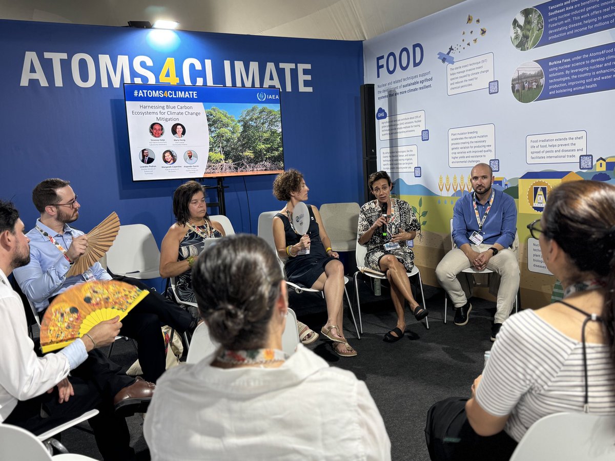 iaeaorg's tweet image. Coastal ecosystems such as mangroves, seagrasses, and saltmarshes, capture and store large amounts of carbon from the air, known as ‘blue carbon’.

At the #Atoms4Climate Pavilion at #COP30, together with experts from @gov_mcti, @furg, @wwf Coastal Communities Initiative and