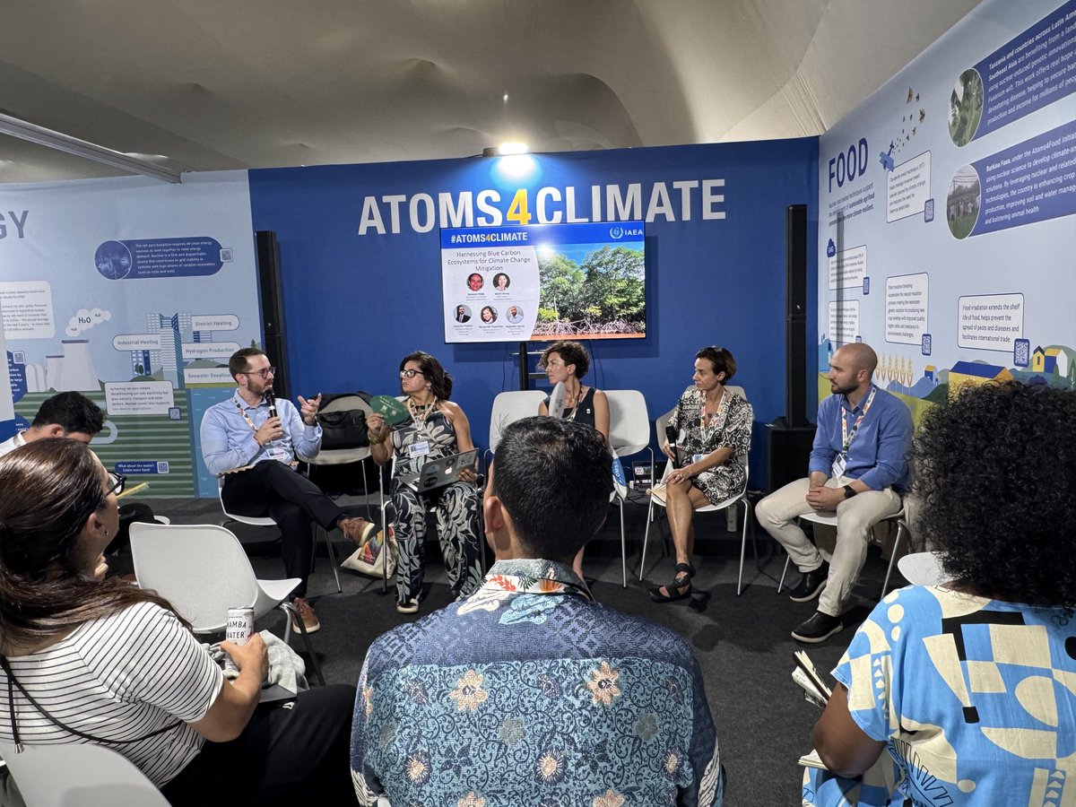 iaeaorg's tweet image. Coastal ecosystems such as mangroves, seagrasses, and saltmarshes, capture and store large amounts of carbon from the air, known as ‘blue carbon’.

At the #Atoms4Climate Pavilion at #COP30, together with experts from @gov_mcti, @furg, @wwf Coastal Communities Initiative and