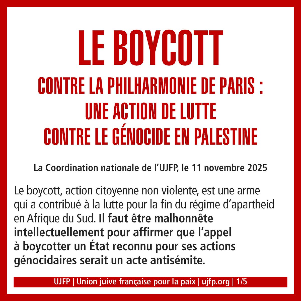 contactujfp's tweet photo. LE BOYCOTT CONTRE LA PHILHARMONIE DE PARIS : UNE ACTION DE LUTTE  
CONTRE LE GÉNOCIDE EN PALESTINE https://t.co/G8PMOBggeq