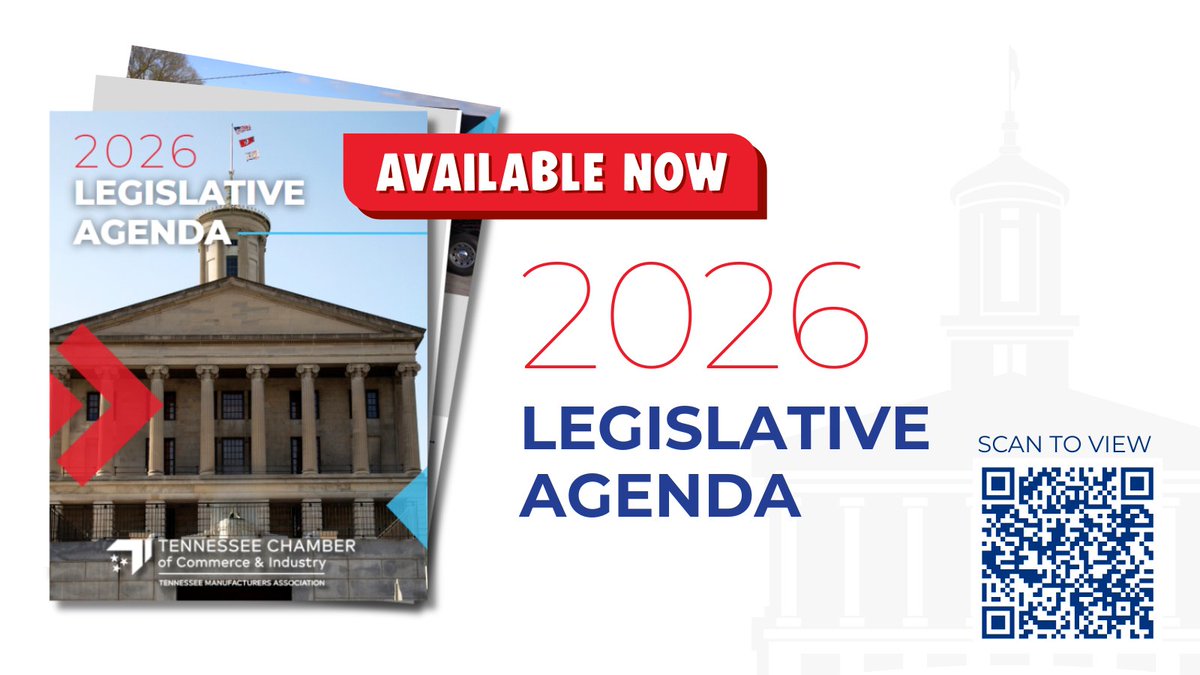 Today, The Tennessee Chamber of Commerce &amp; Industry released its 2026 Legislative Agenda, setting forth clear, actionable policy priorities to strengthen Tennessee’s economy, build a skilled workforce, and support long-term business growth.
🔗tnchamber.org/images/uploads…