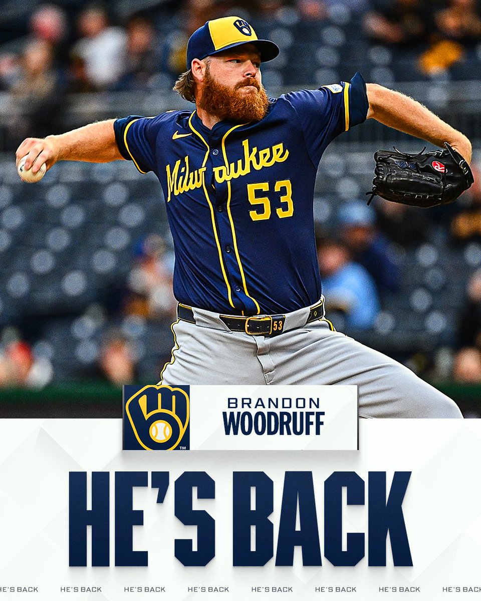 MLB's tweet image. RHP Brandon Woodruff accepts the qualifying offer and will return to the Brewers per multiple reports, including MLB&apos;s @Feinsand.