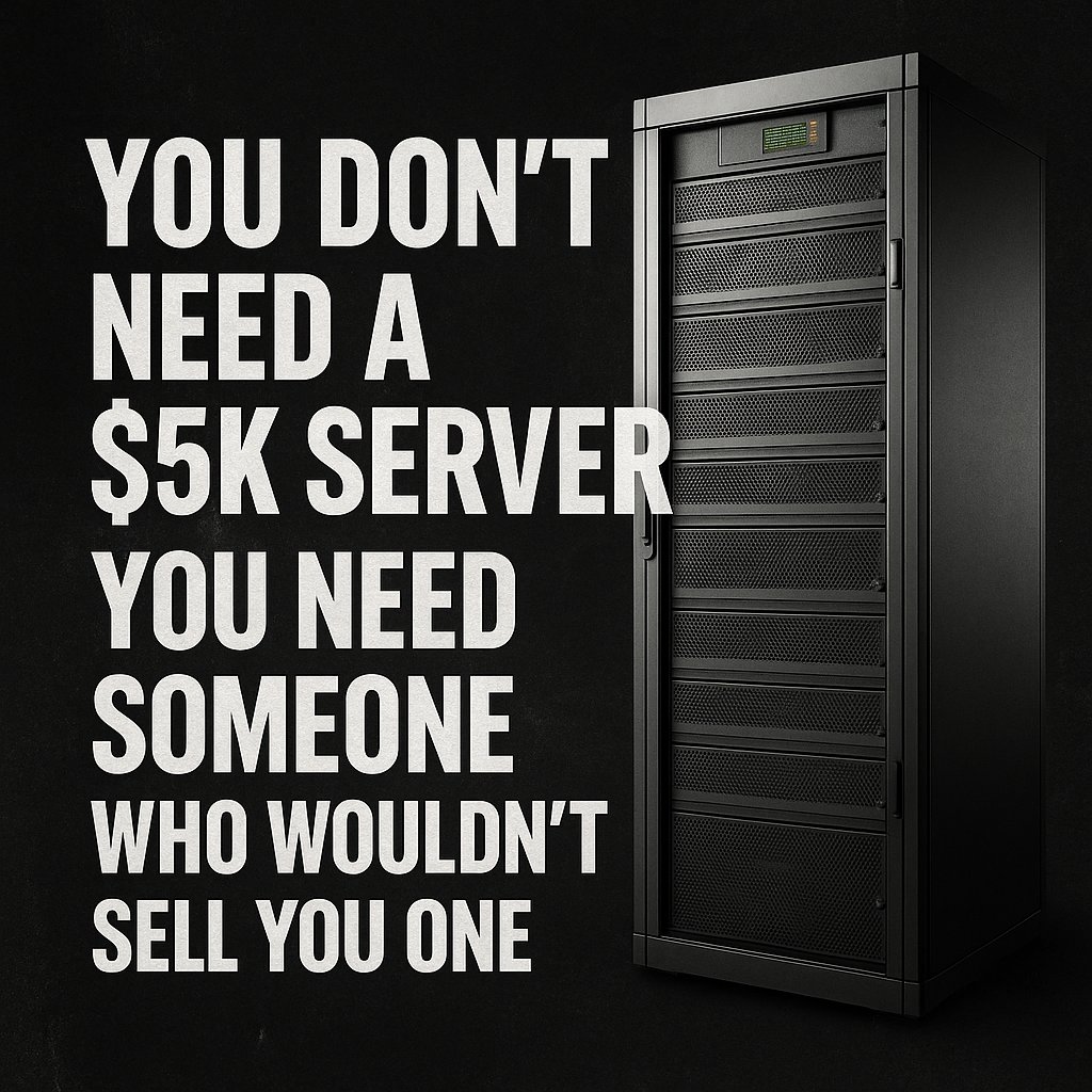 BitVods's tweet image. You Don’t Need a $5k Server — You Need Someone Who Wouldn’t Sell You One

Did you get:
🚫 Bloated quotes
🚫 Overkill gear
🚫 IT jargon you don’t understand

Let&apos;s chat today!

#TechTipTuesday #HonestIT #LocalSupport #SmallBusinessTech #CajunArtFestival