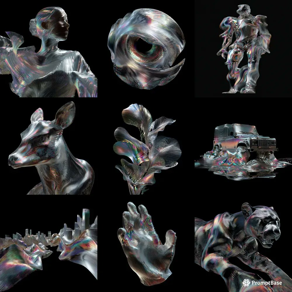 promptbase's tweet image. Diffraction Oracles by @mikkeelangelo using Midjourney 🔮