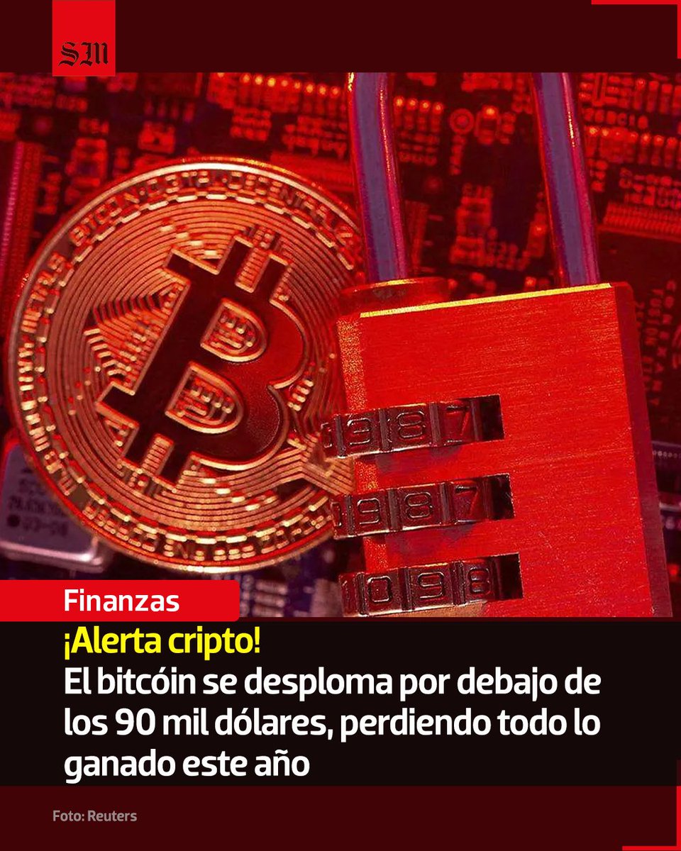 🔴 El bitcóin cayó por debajo de los 90 mil dólares por primera vez en  siete meses, eliminando todas las ganancias del año debido a la  incertidumbre sobre los recortes de tasas
