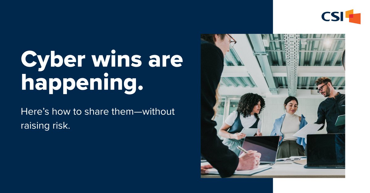 CSIsolutions's tweet image. If you followed CSI &amp;amp; Steve Sanders during Cybersecurity Awareness Month, check our blog for insights on sharing wins and team recognition! Check it out: bit.ly/4oGyM0t