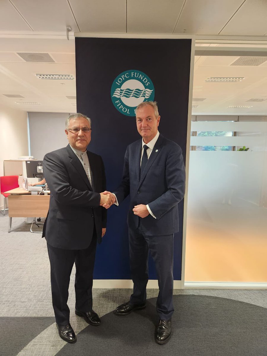 H.E. Ambassador Seyed Ali Mousavi met Mr. Gaute Sivertsen, Director of the #IOPC Funds, at the Organization’s headquarters in London.
During the meeting, both talked bilateral cooperation and  emphasized on environmental and legal commitments  to  be fulfilled, according relevant