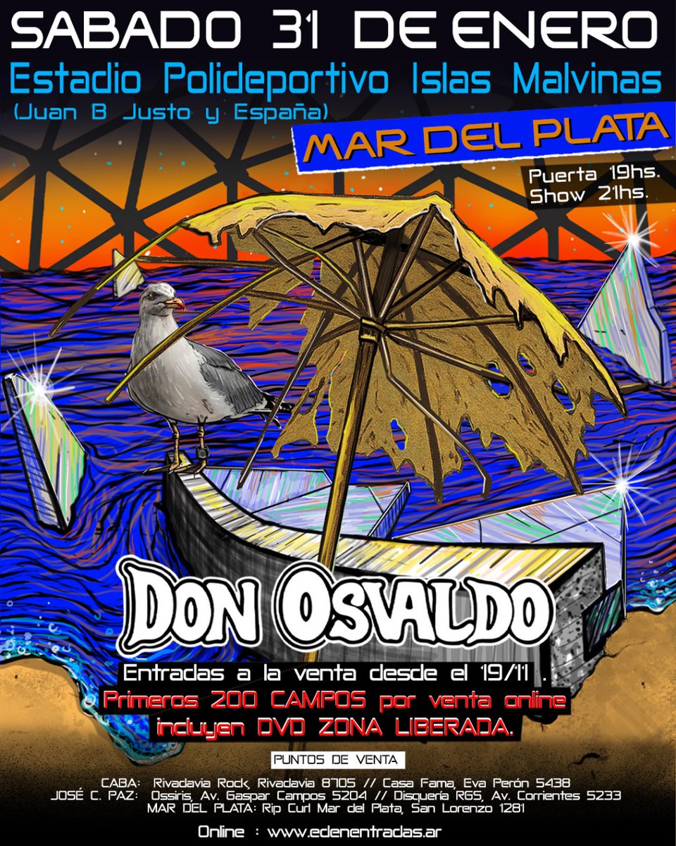 DonOsvaldoOf's tweet image. Bienvenidos al primer latido del 2026

-Don Osvaldo en Mar Del Plata
Entradas a la venta desde el miércoles 19/11 en puntos físicos y por @edenentradas 

-Banco provincia: cuatro cuotas sin interés

-Primeros 200 campos por sistema incluyen DVD Zona Liberada.