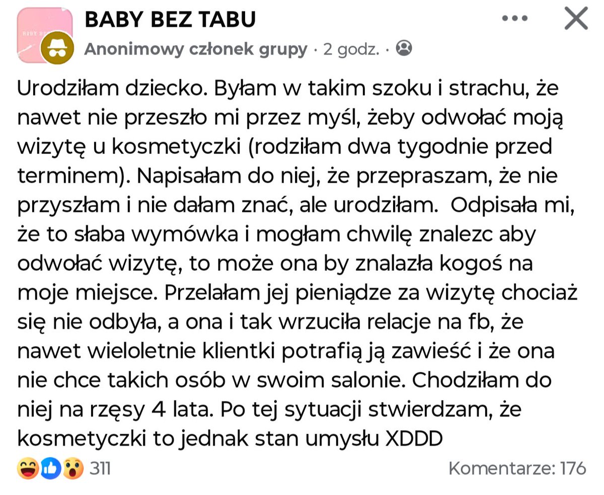 tsukinimuragumo's tweet image. Nie no złoto XD Obsmarować klientkę na Facebooku, bo nie zadzwoniła między skurczami.