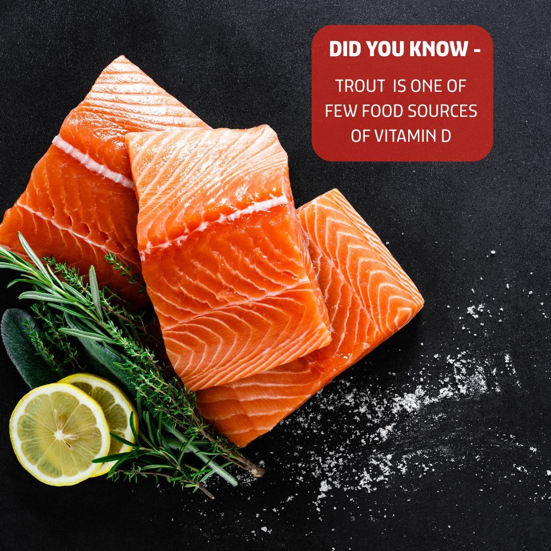british_trout's tweet image. Trout is a great source of Vitamin D. Not only does it support strong bones, it also boosts your immune system. Add this tasty fish to your weekly shopping list for a wholesome dose of goodness!🐟 

Recipe ideas: britishtrout.co.uk/recipes/

#vitaminD #immunesystem #nutrition #trout