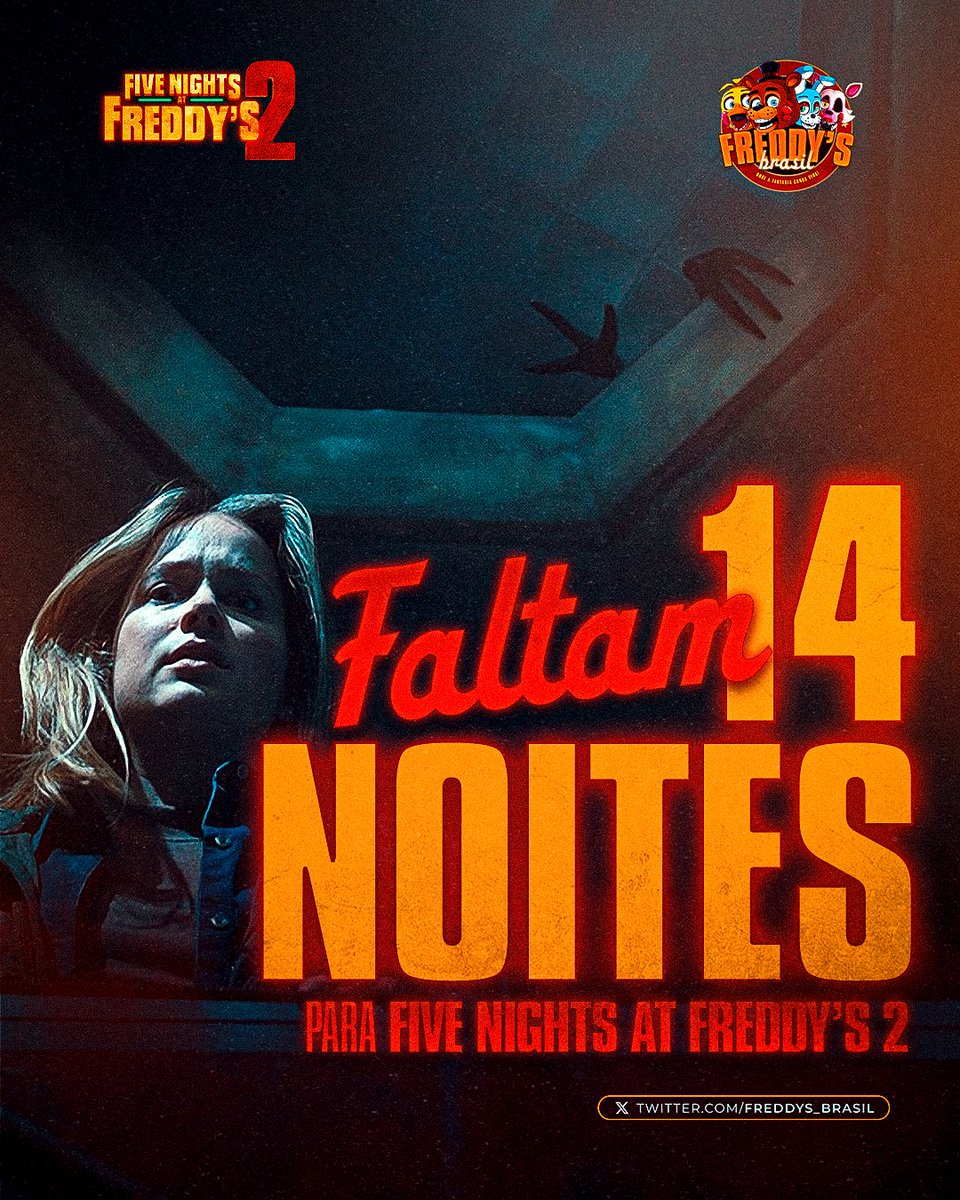 🚨 | Faltam 𝟭𝟰 𝗡𝗢𝗜𝗧𝗘𝗦! Uma nova história com novos horrores nos aguardam em breve. AH! E não podemos esquecer dos animatronics lindos que irão estrelar essa noite de terror🧡.

𝗙𝗜𝗩𝗘 𝗡𝗜𝗚𝗛𝗧𝗦 𝗔𝗧 𝗙𝗥𝗘𝗗𝗗𝗬’𝗦 𝟮, da 𝗕𝗹𝘂𝗺𝗵𝗼𝘂𝘀𝗲, estreia exclusivamente