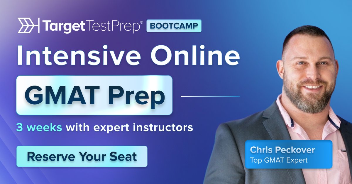 TargetTestPrep's tweet image. GMAT prep often drags on for months. The #GMAT Bootcamp changes that. In just three weeks, you’ll experience an immersive program that combines live teaching, structured practice, and accountability so you stay on track. Classes start Monday, January 12: ow.ly/XV7u50X5lfj