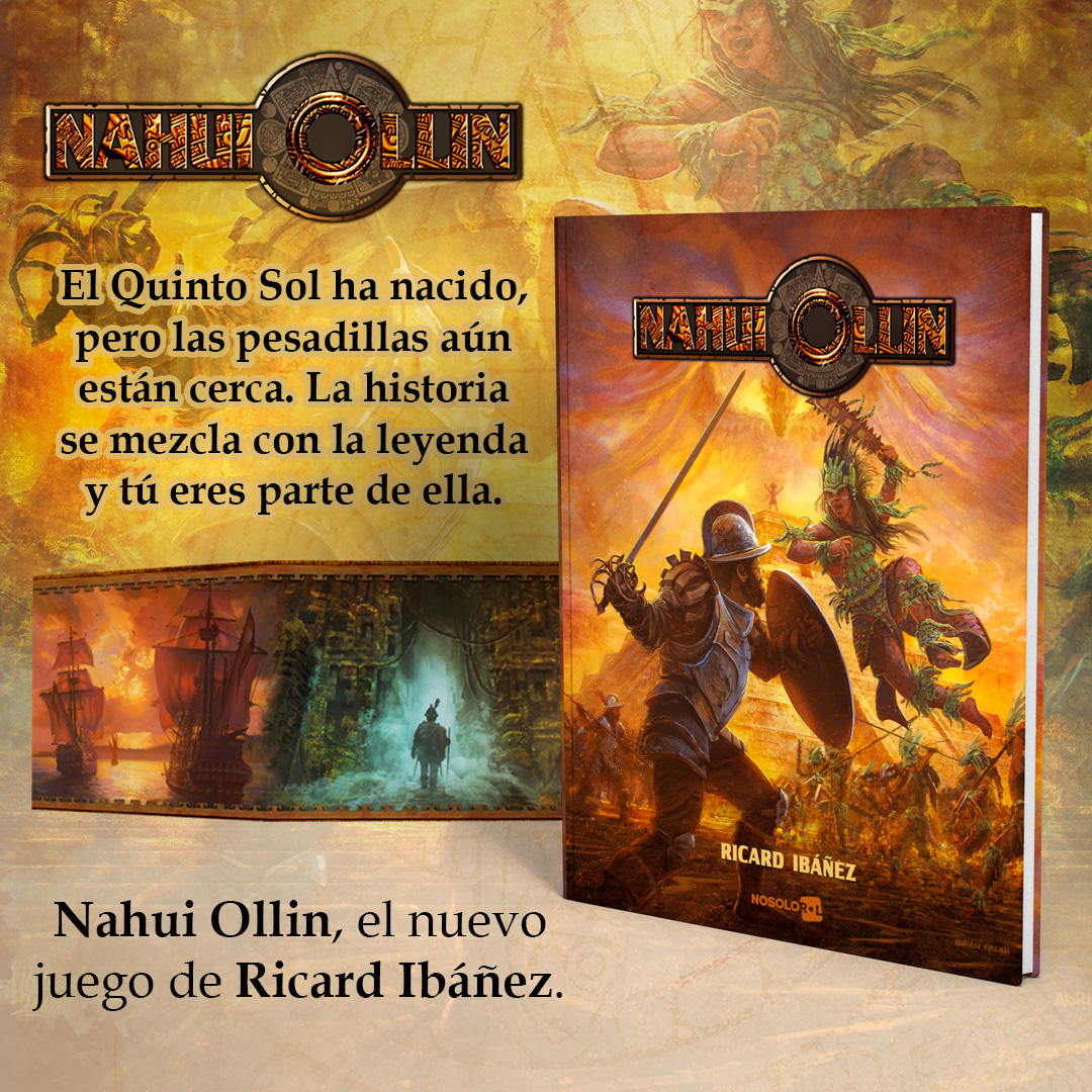Nosolorol's tweet image. ¿Estás buscando un #JuegoDerol de #Aventuras y exploración? #NahuiOllin, de Ricard Ibañez ( #Aquelarre ) mezcla historia con leyenda.

🎲 nosolorol.com/es/aquelarre/7…

#SéQuienTúQuieras #Rol #MuchoRol #JuegosDerol #JuegosDeAventuras
