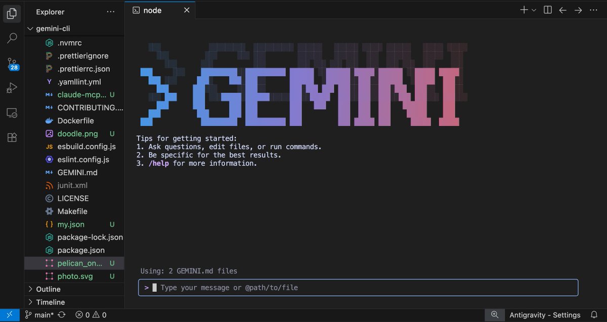 Slight <a href="/antigravity/">Google Antigravity</a> easter egg within Gemini CLI 🥚

Since last week if you opened Gemini CLI inside of an IDE the startup graphic looked a tad bit different.

Meant to look like it was levitating compared to the regular one 😅

Courtesy of <a href="/ntaylormullen/">N. Taylor Mullen</a> being a trickster