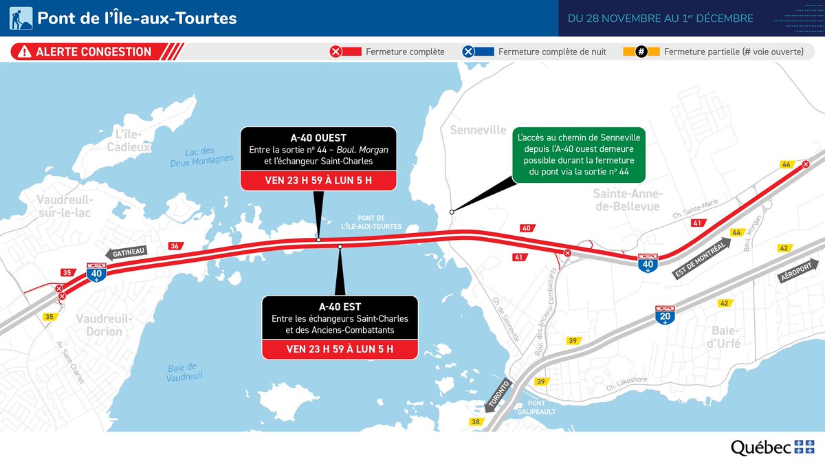 Projets_PIAT's tweet photo. ‼️ FERMETURE COMPLÈTE DU PONT – FIN DE SEMAINE DU 28 NOVEMBRE AU 1er DÉCEMBRE ‼️ 

📆 Du 28 novembre à 23h59 au 1er décembre à 5h https://t.co/QViWe1sWm3