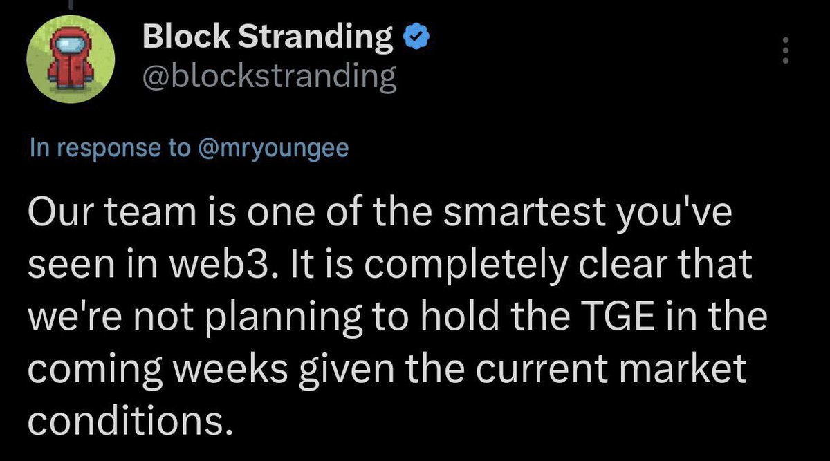 DonaldS37203's tweet image. TGE and the checker will take place while the market stabilises, because the current state of the market may have a bad effect on the project token, be patient 

$STRAND very soon👀
#BlockStranding
#Primesdotgg