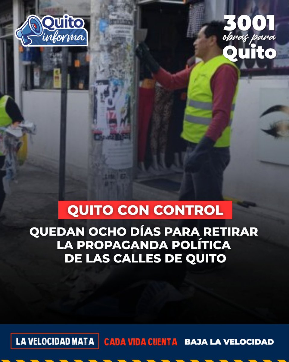 QuitoInforma's tweet photo. 🧐 #QuitoConControl | La Agencia Metropolitana de Control recuerda a los partidos y movimientos políticos que deben retirar la publicidad electoral colocada en el espacio público del Distrito Metropolitano.
¿Cuáles son las sanciones? 👉 https://t.co/aXK4OGtajv
#QuitoRenace https://t.co/0wcfBGCXoH