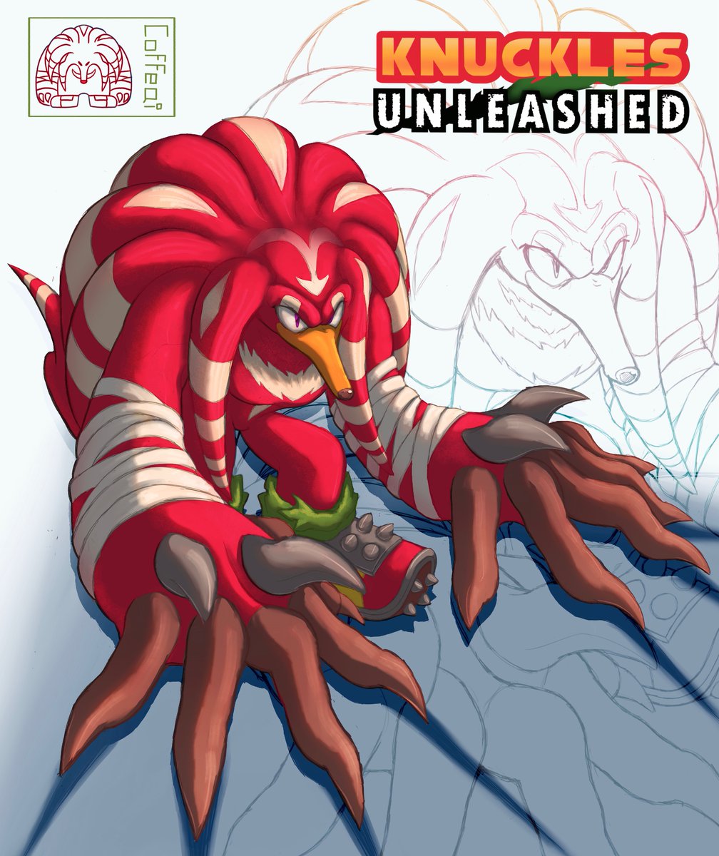 coffeqi's tweet image. Were-a-chidna Knuckles for Sonic Unleashed anniversary 🥳

#SonicUnleashed #Knuckles