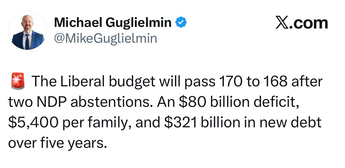 🚨 Multiple Conservative MPs are claiming that yesterday’s Liberal budget passed because two NDP MPs abstained.

But that argument conveniently overlooks the fact that two Conservative MPs also abstained, and their votes weren’t paired either.

So here’s the real question: why
