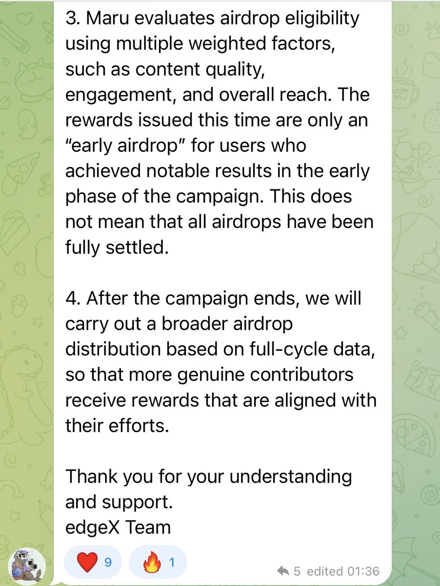 inxinxinxinx's tweet image. edgeX(@edgeX_exchange)

今回のキャンペーンでメッセンジャー内のチャットでも様々な声があり運営から公式声明📣

要約すると…
「第三者の怪しいランキングは無視してください。edgeXはちゃんと独自で公平に計算してます。今回の配布は一部だけで、後でもっと配ります」という内容です🚀🚀…