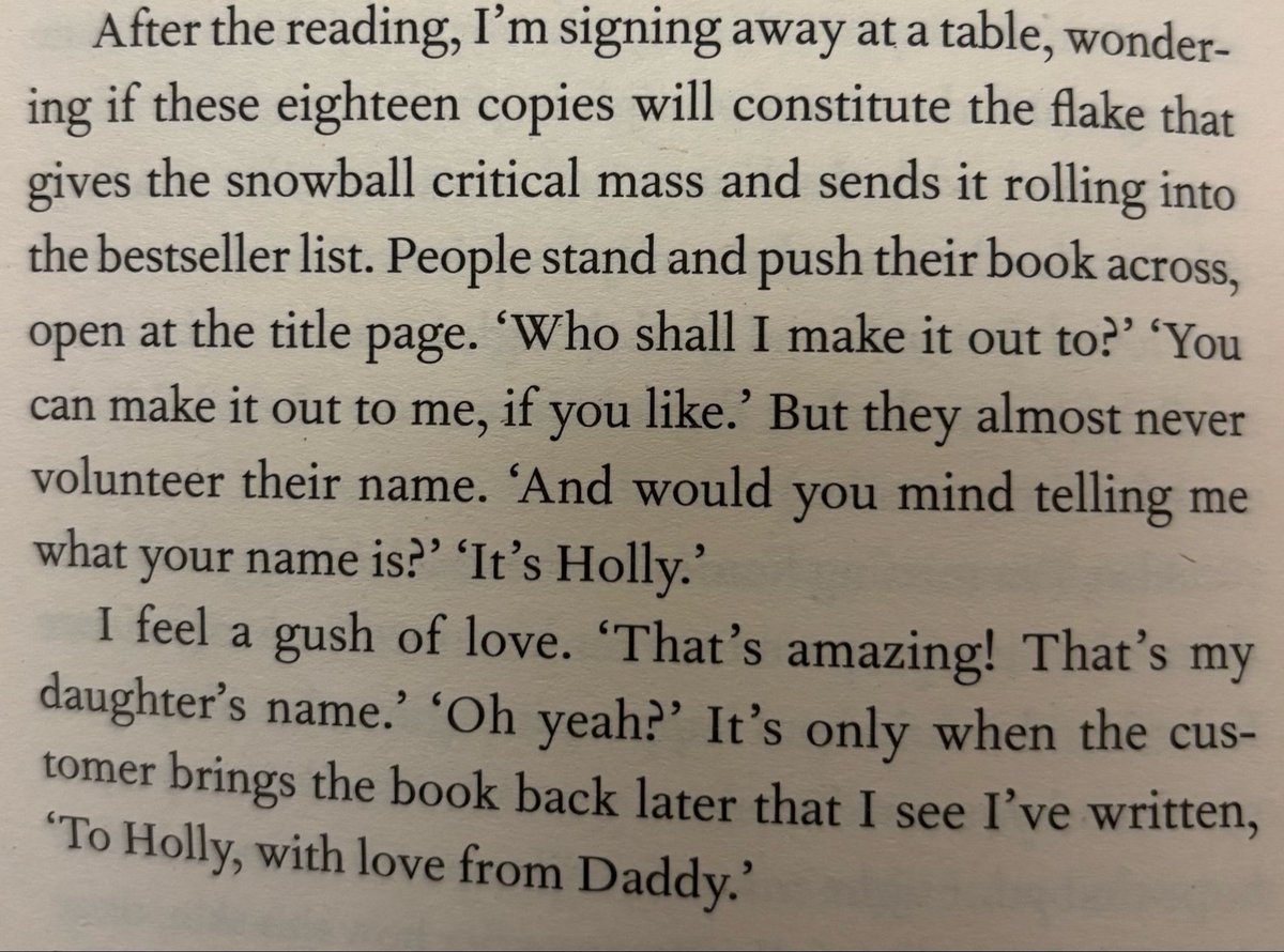 Drimoley's tweet image. Really enjoying Fires Which Burned Brightly: A Life in Progress by Sebastian Faulks and particularly this anecdote about a book signing in Minneapolis…