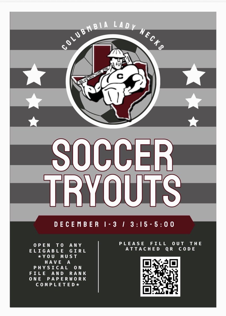 Soccer tryouts are right around the corner! If you, or any girl you know, are interested in trying out for the girls soccer program, please scan the QR code and fill out the form! We look forward to a great season!