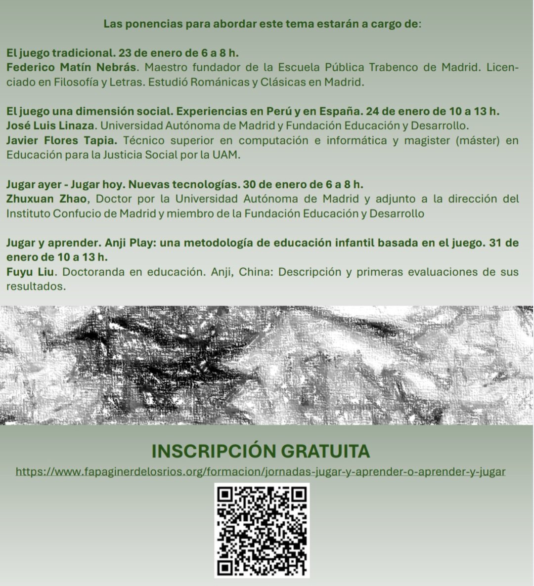 JORNADAS JUGAR Y APRENDER

Facultad Educación <a href="/UAM_Madrid/">UAM Autónoma Madrid</a> <a href="/Angel_Llorca/">Fundación Ángel Llorca</a> FUNDACIÓN EDUCACIÓN Y DESARROLLO <a href="/accioneduca/">Acción Educativa</a> 
INSTITUTO CONFUCIO

ENERO 2026‼️
Viernes 23, 18-20:00h
Sábado 24, 10-13:00h
Viernes 30, 18-20:00h
Sábado 31, 10-13:00h

Más info👇
fapaginerdelosrios.org/formacion/jorn…