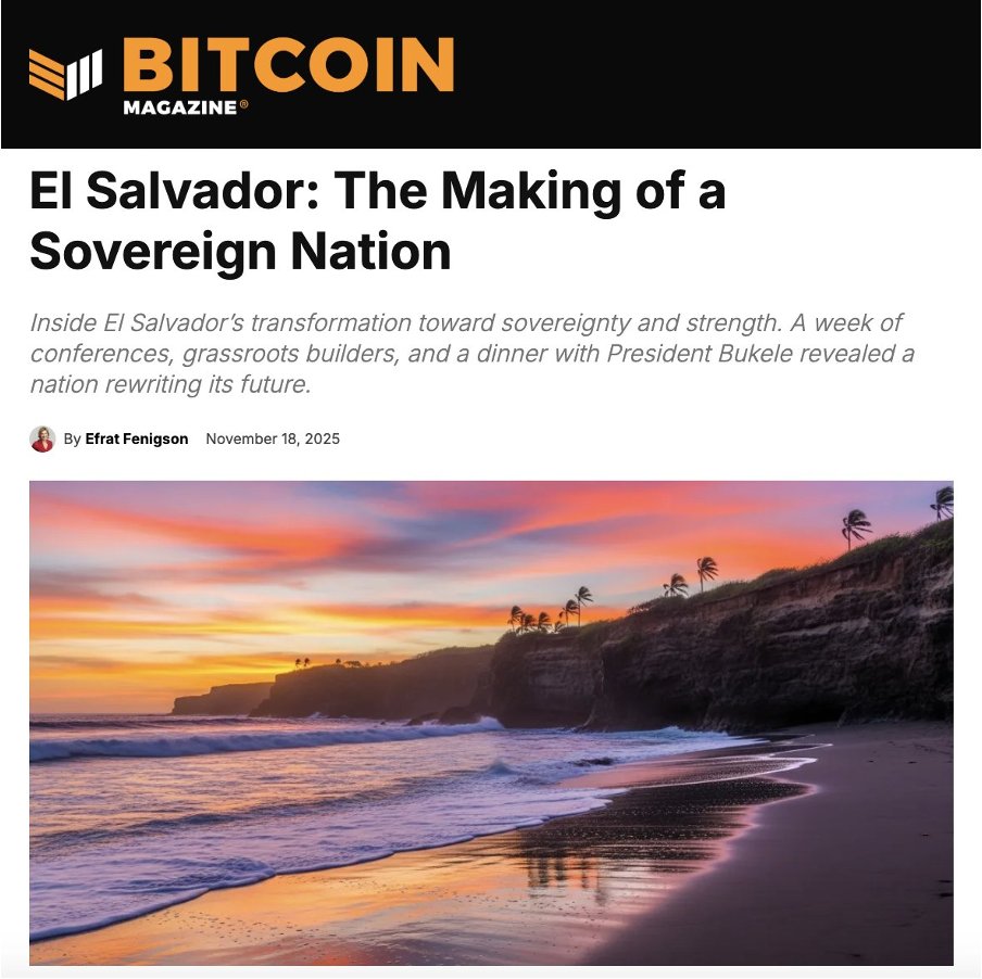 🇸🇻 “It didn’t feel like meeting a president. It felt like meeting the architect of a country determined to liberate itself and lead the way.”

“Bitcoin is not a side project here, it is a national direction.”

→ Read my new article on Bitcoin Magazine: bitcoinmagazine.com/el-salvador-bi…