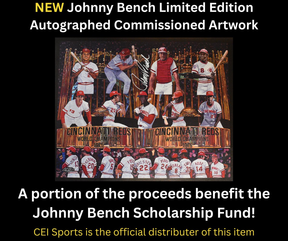 ceisports's tweet photo. Check out our NEW Johnny Bench autographed artwork in store now! https://t.co/ut8BSAp73h
