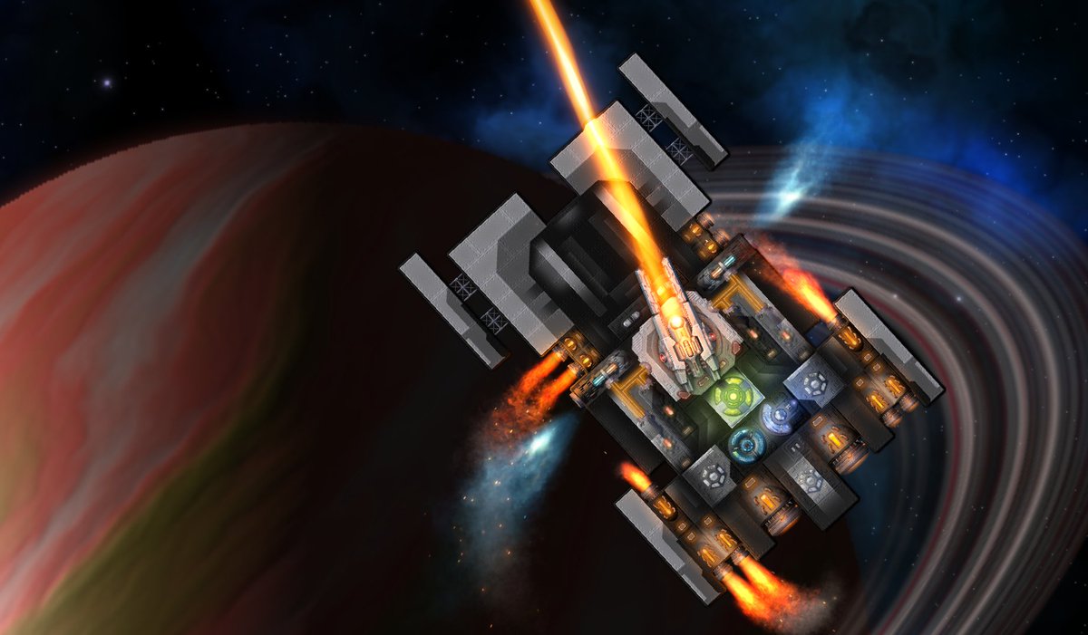 #Cosmoteer ship of the day: "Calefactor" by Itchy. Build your own ship in Cosmoteer: Starship Architect &amp; Commander! Download the FREE demo and buy it on Steam: store.steampowered.com/app/799600/