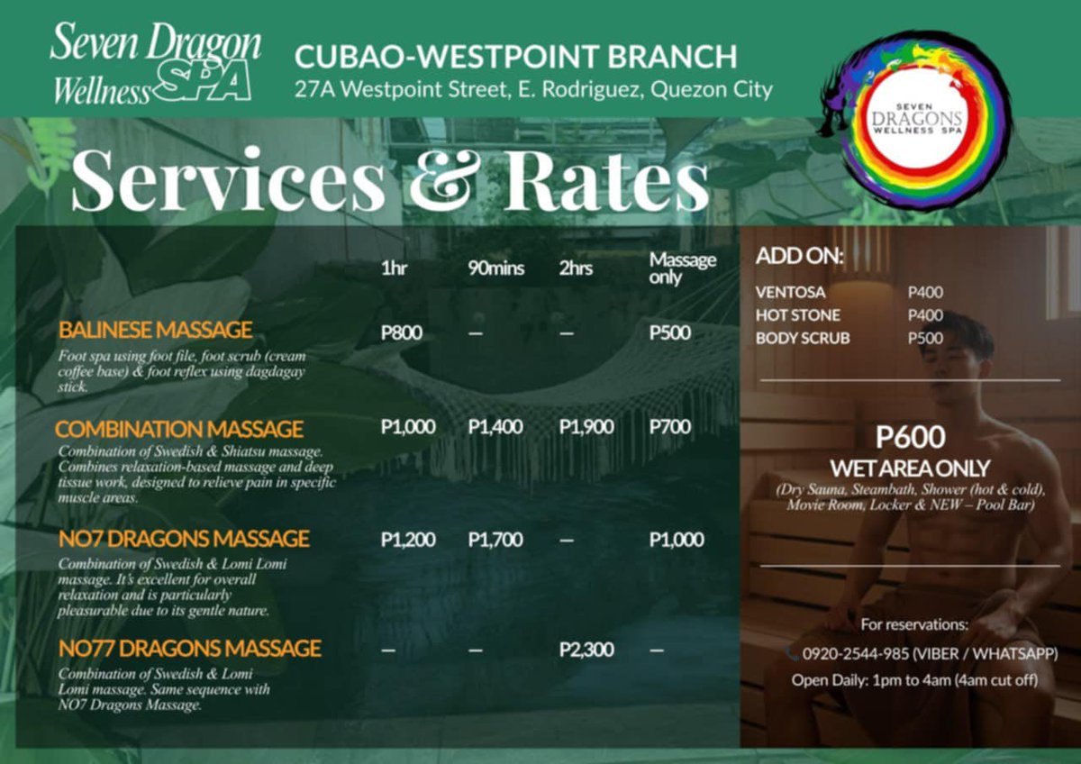 sevendragon09's tweet image. Relax. Restore. Rebalance. 

We’re here to help you unwind and reconnect with your mind, body, and energy. Treat yourself to the calm you deserve — your wellness journey starts here. 🐉💆‍♀️💆‍♂️

#SevenDragonsWellnessSpa #WellnessJourney #RelaxAndRecharge #SpaDay #SelfCarePH #MindBody