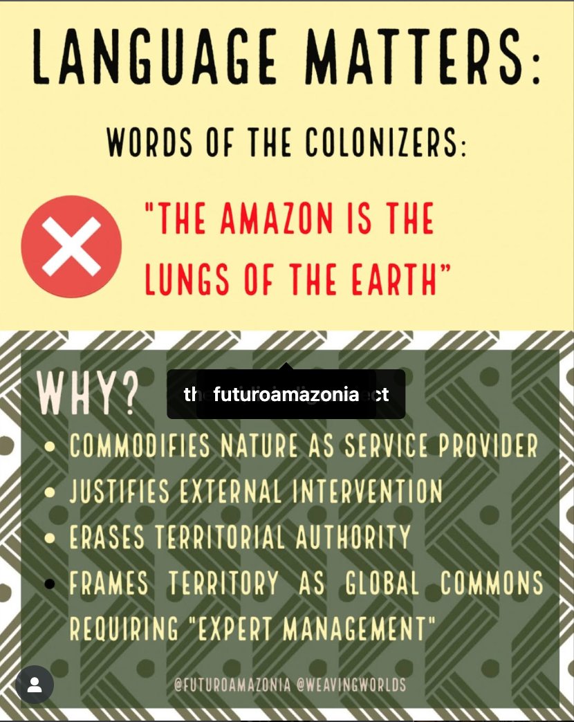 esperanzaprojec's tweet photo. @democracynow @AmyGoodman Language shapes territory.
This is why @ivankuxansum’s Amazon Climate Toolkit urges us to retire colonial frames like “lungs of the Earth” — they erase Indigenous authority and justify outside control.
Decolonial Media Guide + Toolkit free (EN/ES/PT):
👉 https://t.co/lB1AQOmnlb https://t.co/HheAvaU0BC