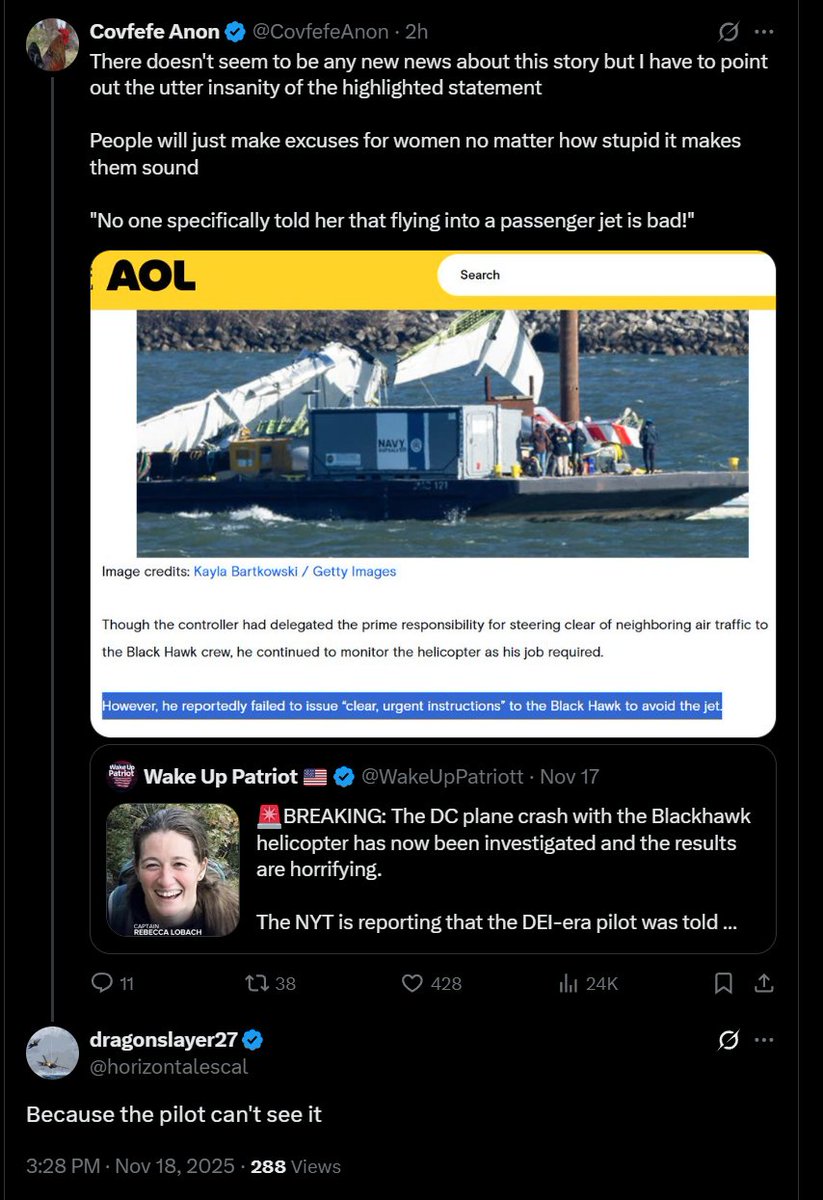 CovfefeAnon's tweet image. Covfefe&apos;s law in the replies

OP - &quot;people will make up excuses for women, no matter how stupid that makes them look&quot;

This guy - &amp;lt;makes up an excuse for a woman, no matter how stupid it makes him look&amp;gt;

She *specifically requested permission* to use visual separation