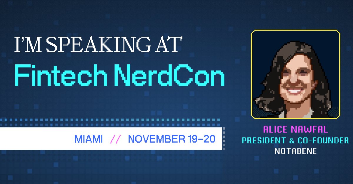 notabene_id's tweet image. It&apos;s here! The inaugural @FintechNerdCon kicks off tomorrow here in #Miami 🌴

We&apos;re hosting two Roundtables this week (on #payments and #compliance) and are thrilled to see that both are oversubscribed 🙌 

Not to worry, the spirit of this new event is collaboration, hands-on…
