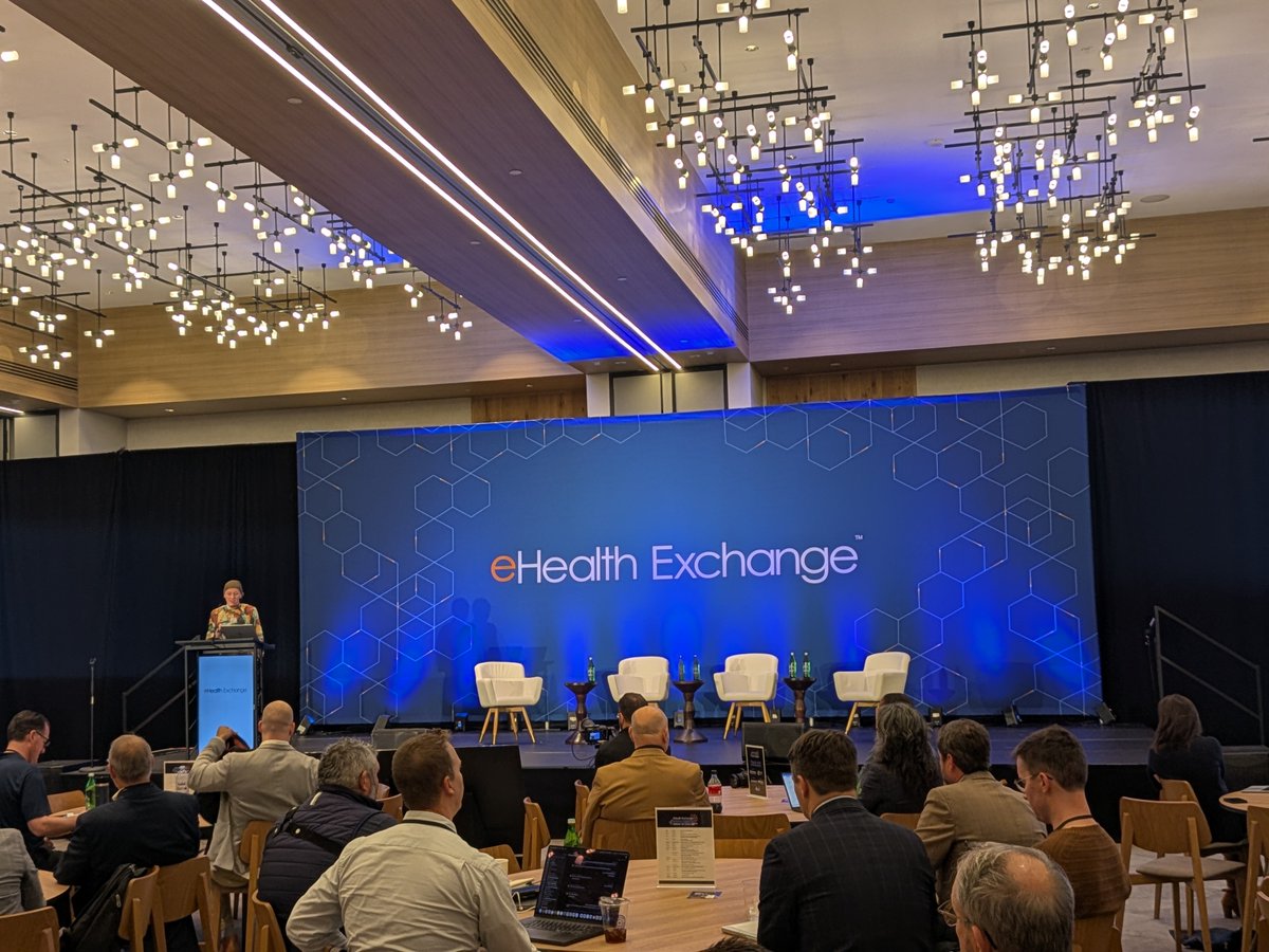 techguy's tweet image. Loved seeing the @thegr8chalupa keynoting the @eHealthExchange Annual meeting.  Great shoutout of the #HITsm community, so I figured I should share this on Twitter/X too :-)