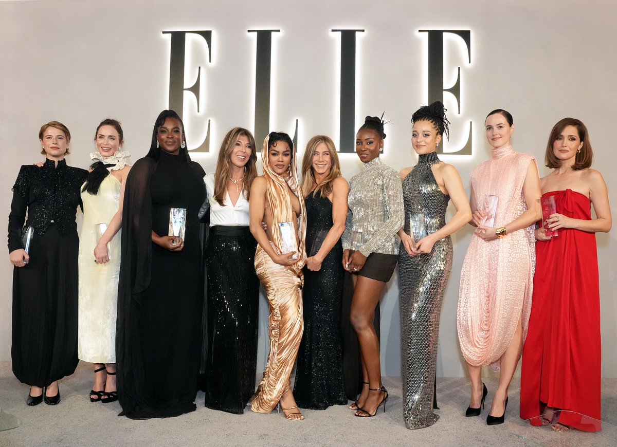 vhscut's tweet photo. Jessie Buckley, Emily Blunt, Wunmi Mosaku, Nina García, Teyana Taylor, Jennifer Aniston, Jayme Lawson, Chase Infiniti, Renate Reinsve e Rose Byrne receberam seus prêmios no evento ELLE Women in Hollywood. https://t.co/71Ue2Ot8Lq