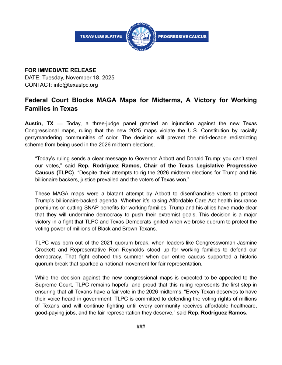 Texas Legislative Progressive Caucus tweet media