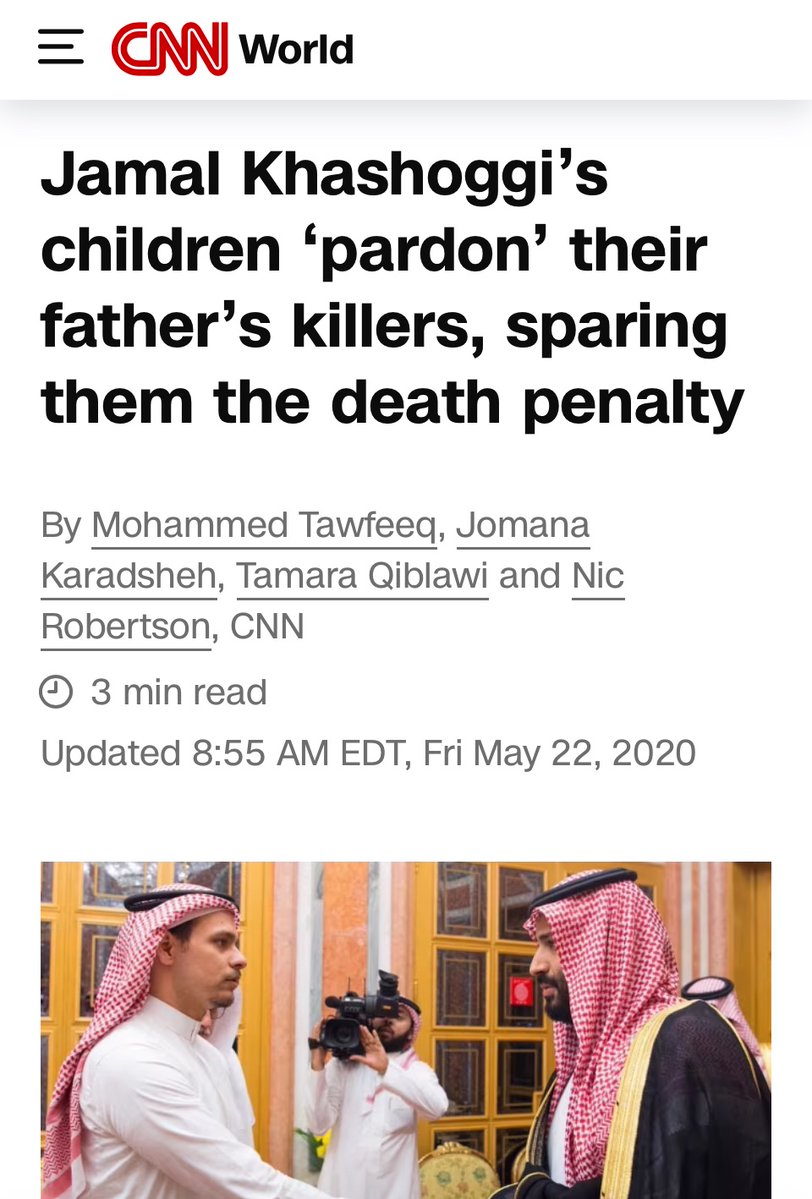 Also remember:

MBS forced Jamal Khashoggi’s children to publicly forgive him &amp; the actual killers ~on camera~ to avoid being murdered themselves…