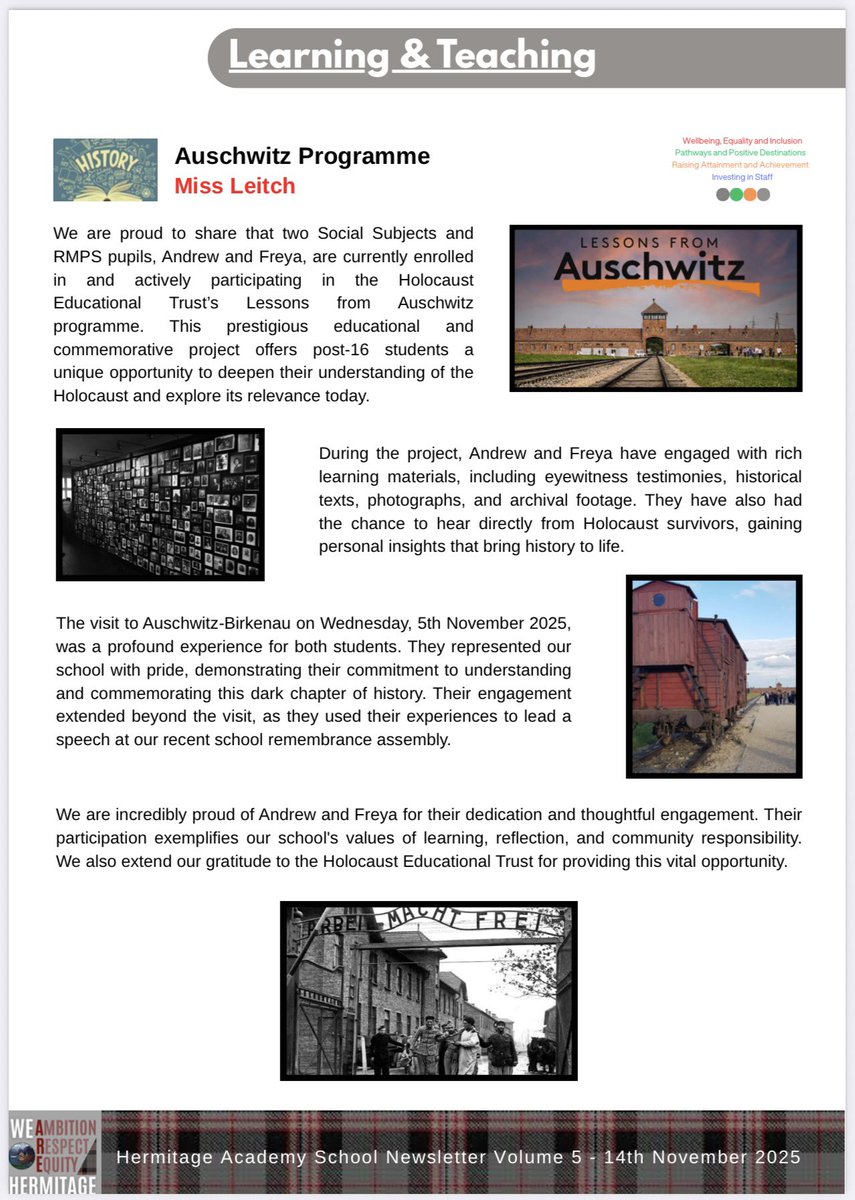 Our young people are engaged in the Lessons from Auschwitz Project, finding it insightful and inspiring 💭They’re already planning to share their knowledge and experiences #UNCRCArticle28 Thank you <a href="/HolocaustUK/">H.E.T.</a> for making this possible ✨🕊️ <a href="/HermitageAcad/">Hermitage Academy</a>