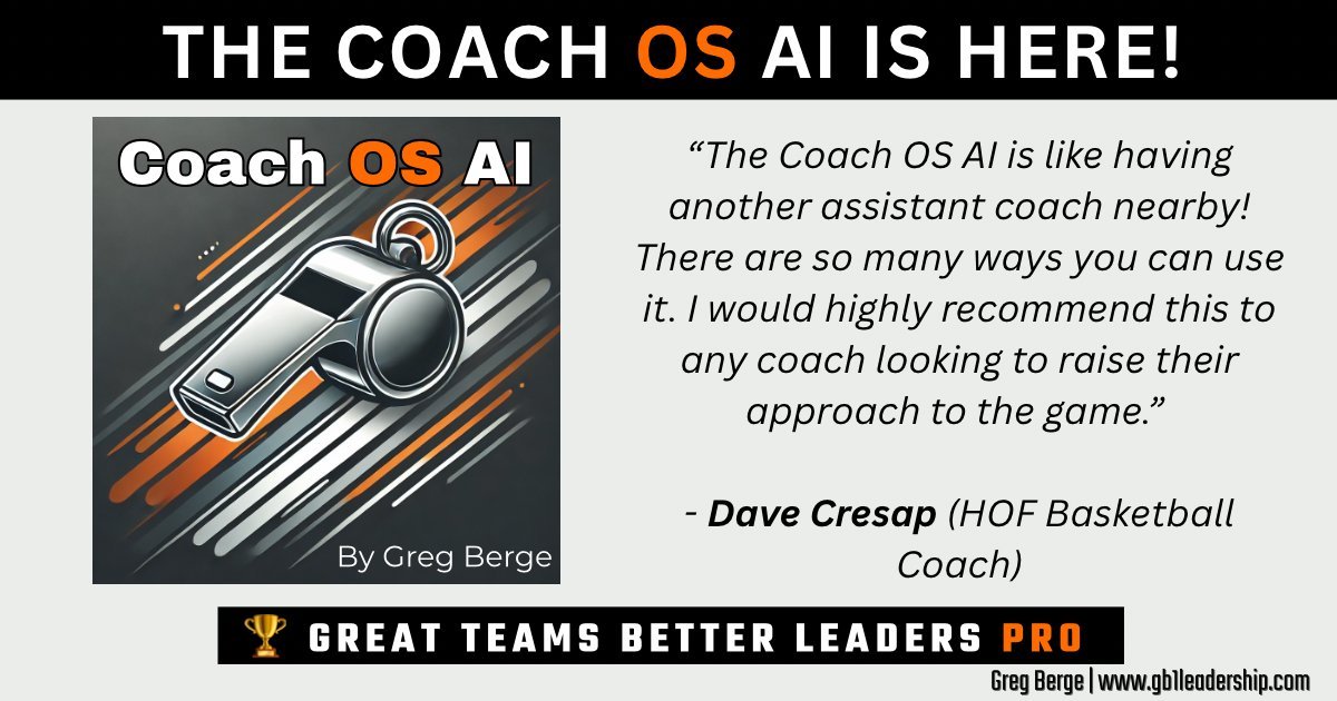 gb1121's tweet image. Coaches are overwhelmed.
Too much to do, not enough time.
That’s why I built the Coach OS AI.

A custom coaching assistant to help you plan practice, handle tough parent convos, build team culture, and more…in seconds.

It’s a custom GPT, built for coaches. 👇