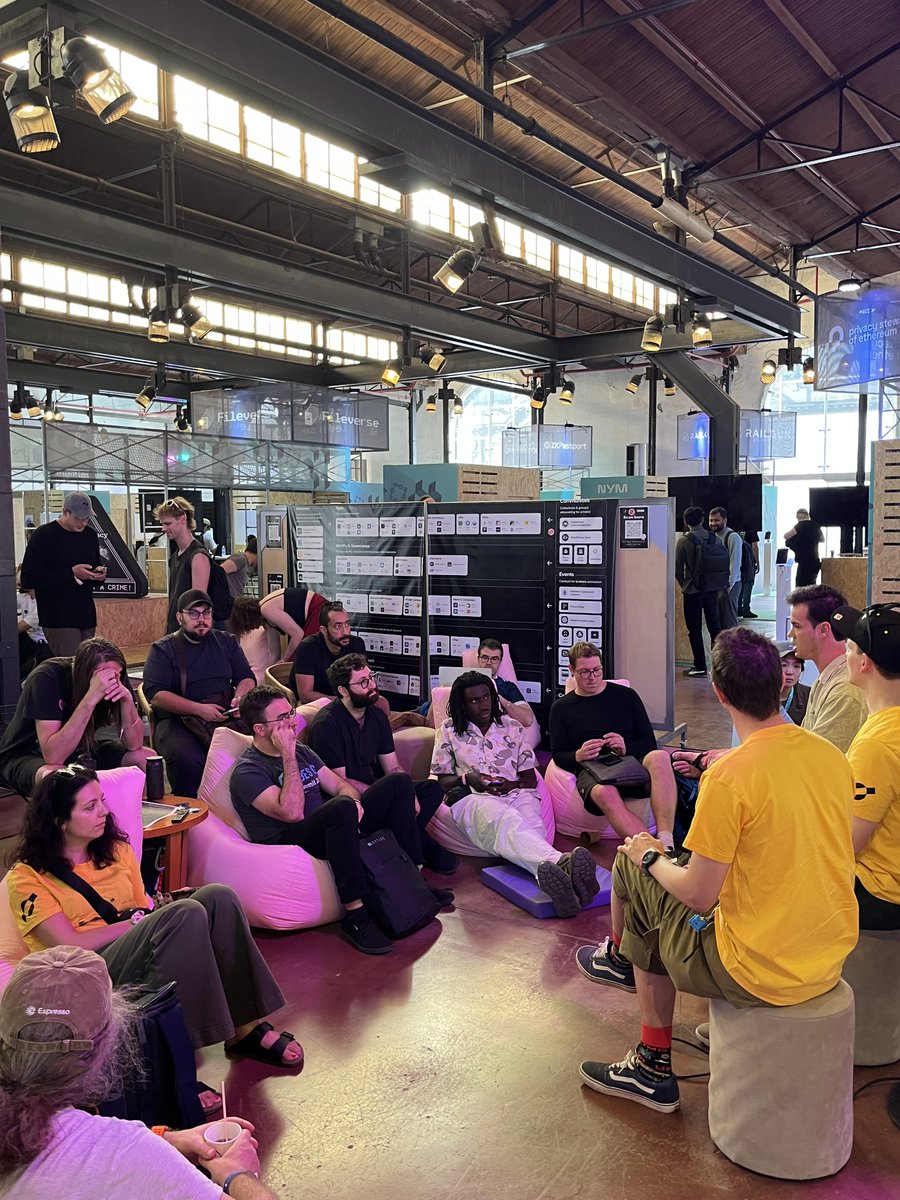 SpaceComputerIO's tweet image. TEE after hours Q&amp;amp;A at the @EFDevcon Privacy Community Hub 🔐

SpaceComputer CoFounders and Quintus from Flashbots discussed &quot;TEEs from heaven to Earth&quot; 
Where the opportunity lies in utility not fulfilled by commercial and centralized entities.