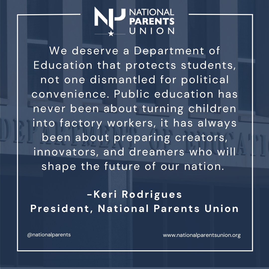 The latest move to dismantle <a href="/usedgov/">U.S. Department of Education</a> is an outrageous attack on America’s children. NPU is sounding the alarm: gutting the ED &amp; shifting responsibilities to Labor is unconstitutional, destabilizing &amp; puts kids at immediate risk. Read our statement: tinyurl.com/akxmcekr