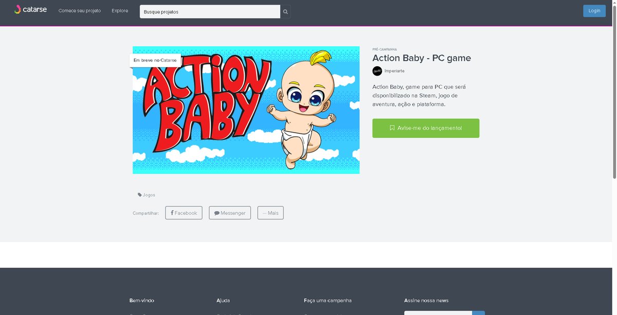 GamesImperiarte's tweet photo. Pré-campanha no Catarse para o game de PC Action Baby. O game já está praticamente pronto, a campanha será apenas para arrecadar o valor da taxa para o Steam. As pessoas que apoiarem o projeto receberão além do jogo, outras recompensas: https://t.co/cqDPwxvf47

#actionbaby #game https://t.co/COPvWpEklJ