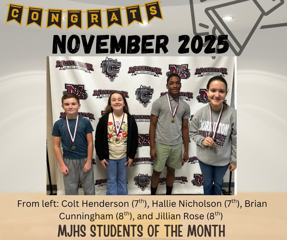 📣Join us in celebrating our outstanding MJHS Students of the Month for November 2025!
We are so proud of their hard work, positive attitudes, and commitment to learning. Keep shining, Pups! 💙🐾#LoveServeCare