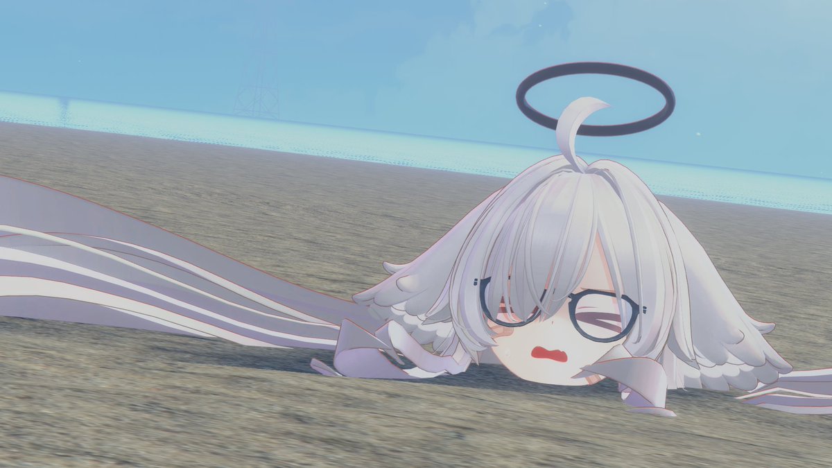 海に来て泳げないトラスちゃんを煽ったら砂浜に埋められてしまった堕天サナティアちゃん