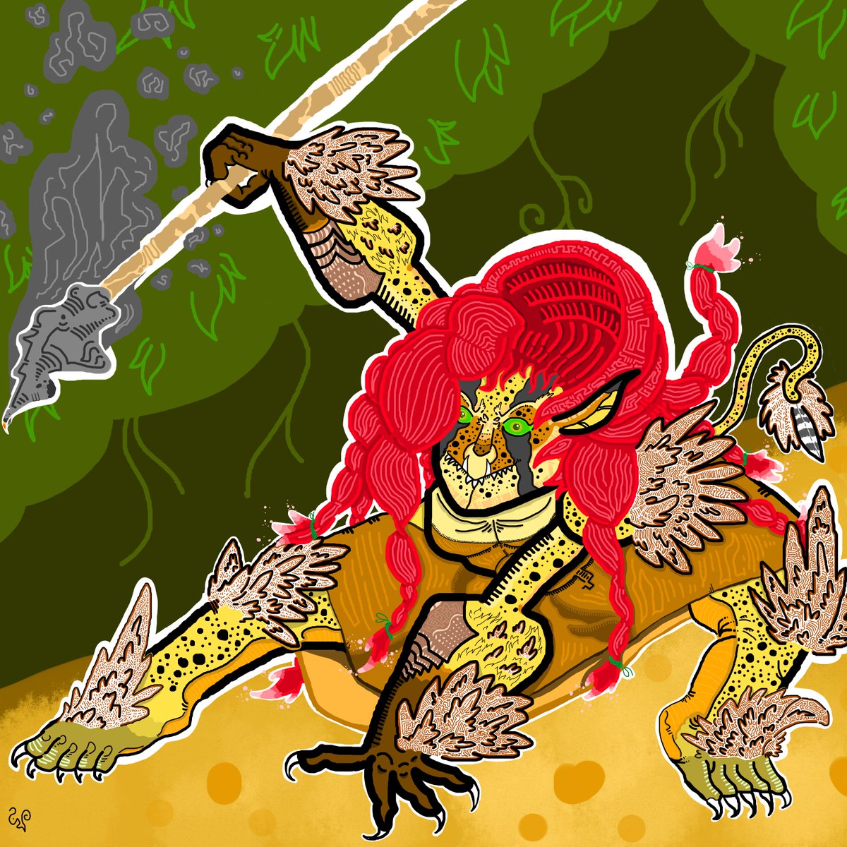 Minha interpretação da Caipora

Tinha feito para participar de um desafio da animação "Eu Sou Caipora", mas agora que vi que era para até dia 18/10 e não dia 18/11 ksksksksksskksks
Mas tudo bem, pelo menos eu desenhei alguma coisa :3