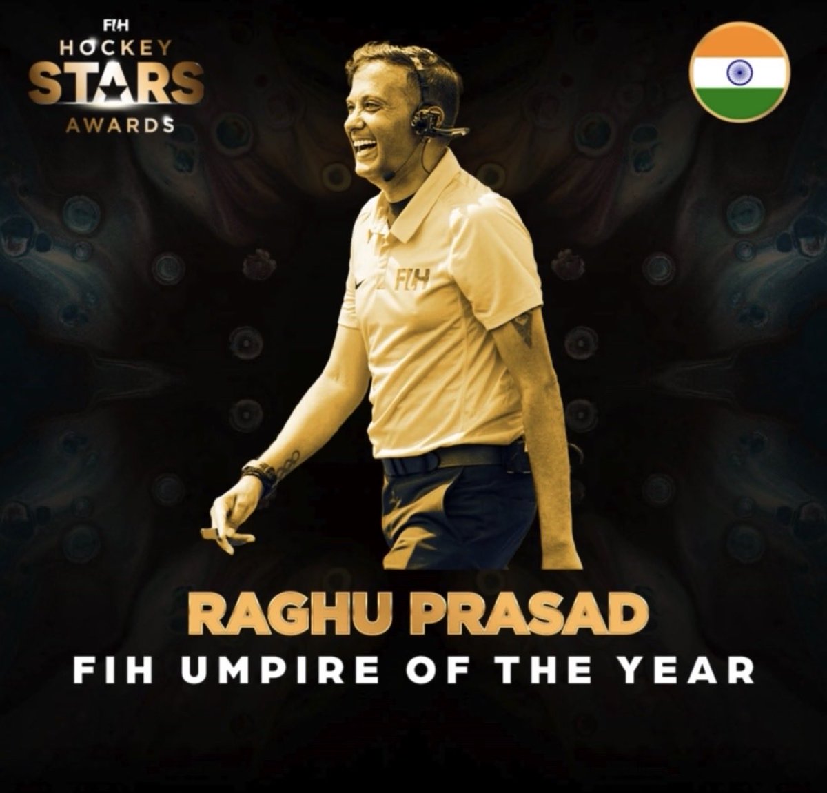 FIH_Hockey's tweet photo. FIH President Tayyab Ikram congratulated both recipients of the FIH Umpire of the Year Award: “I would like to extend my sincerest congratulations to Raghu and Irene for their well-deserved recognition, which extends far beyond this year and rewards their outstanding international careers as umpires. I cannot emphasise enough that umpires are all volunteers, and their dedication is nothing short of remarkable! I hope that such an award will inspire the younger generation to take up the whistle and embrace an umpiring career that will provide them with lifelong experiences and memories.”