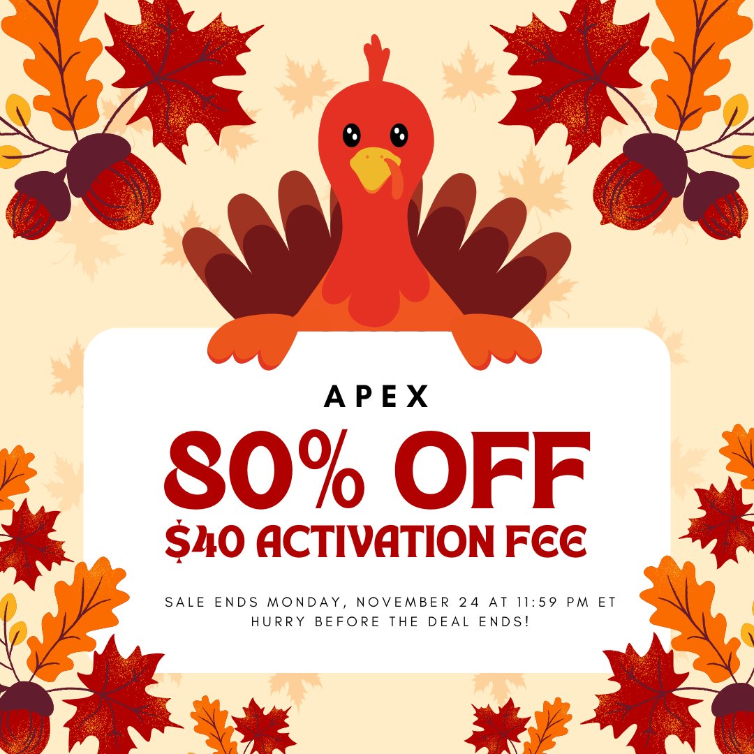 TeamFFOF's tweet photo. Apex just dropped the craziest promo of the year 🔥

👉 CLICK HERE: https://t.co/OqLLWZkkGu 
� USE CODE: FFF

✨ $40 Lifetime PA Fee
✨ 80% off the First Month on ALL Evaluations
✨ 50% off recurring months
✨ ONE Day To Pass
✨ $70 resets

All $150k, $250k, and $300k evals are normally $397… but with 80% off, they drop to $79.40 🤯

Sale ends Monday, November 24 at 11:59 PM ET ⏳
Hurry before the deal ends!

Affiliate Disclosure: We earn a commission when you use our discount code.